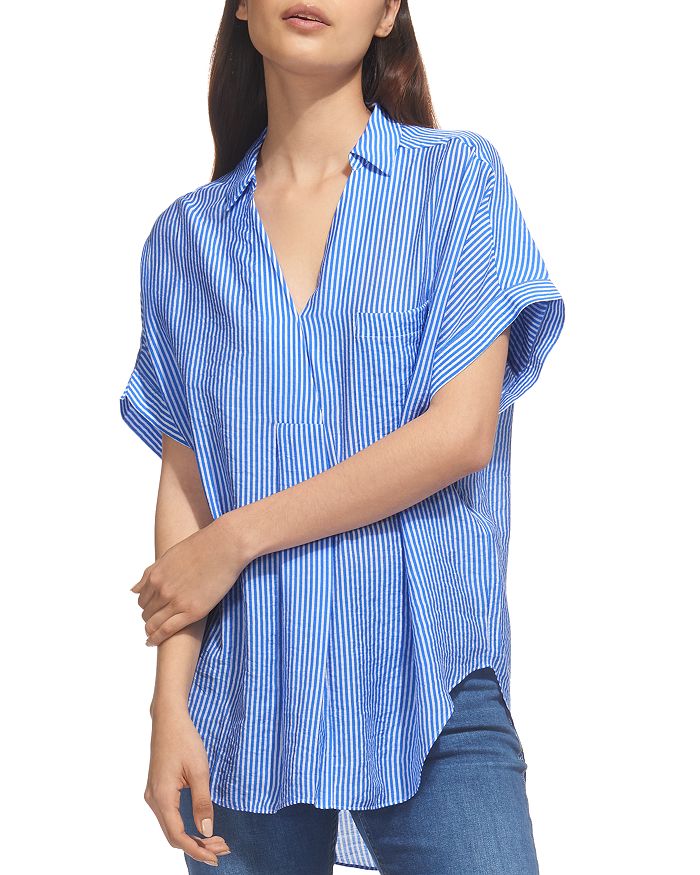 Whistles Lea Striped Shirt In Blue/multi