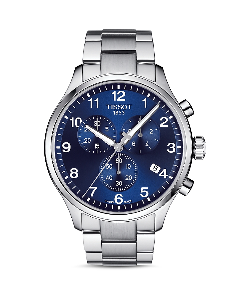 Tissot Men's Swiss Chronograph Chrono Xl Classic T-sport Stainless Steel Bracelet Watch 45mm In Blue/silver