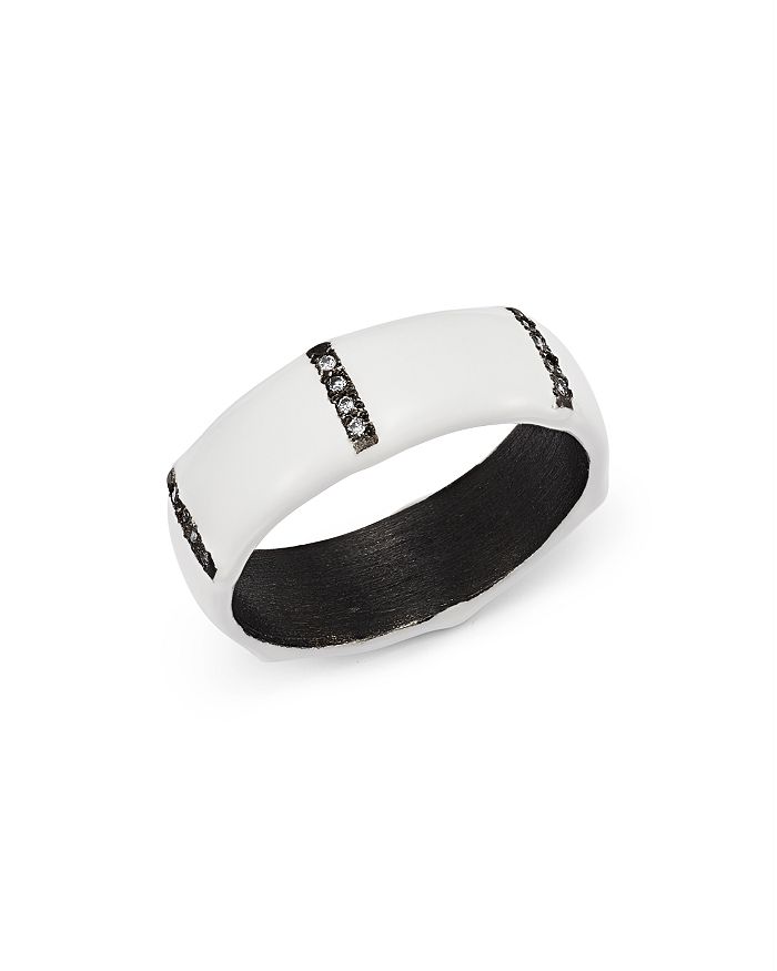 ARMENTA BLACKENED STERLING SILVER OLD WORLD CHAMPAGNE DIAMOND WIDE STACKING BAND,14137