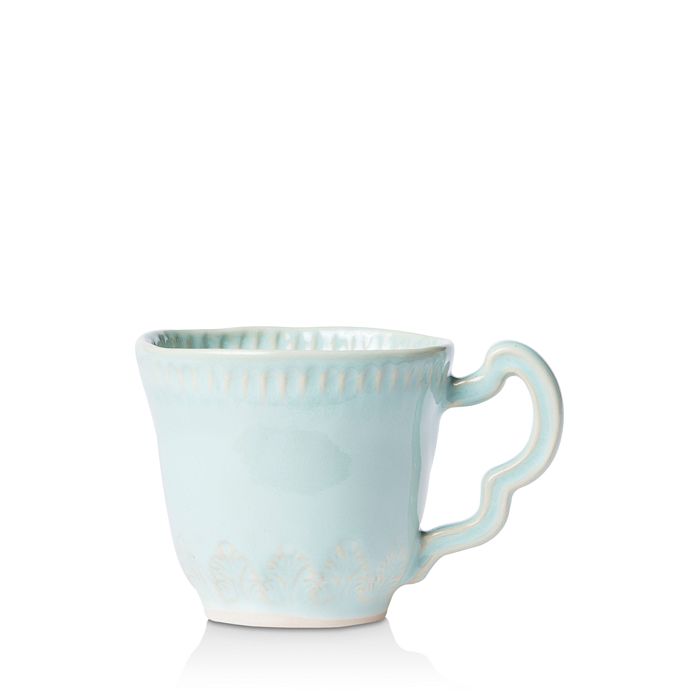 Vietri Incanto Leaf Stoneware Mug In Aqua