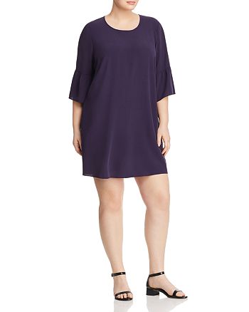 Eileen Fisher Plus Bell Sleeve Silk Dress | Bloomingdale's