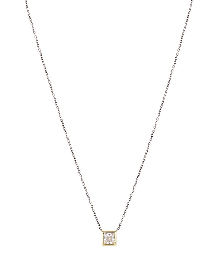 Shop Argento Vivo Square Solitaire Pendant Necklace, 16 In Gold/silver