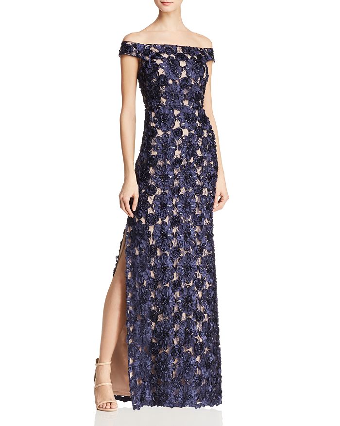 Aidan mattox embellished 2025 off the shoulder gown