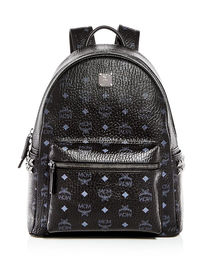 Mcm Stark Visetos Medium Studded Backpack In Black/gold