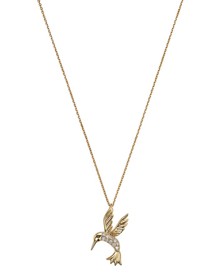 Bloomingdale's Diamond Hummingbird Pendant Necklace In 14k Yellow Gold, 0.09 Ct. T.w. - 100% Exclusive