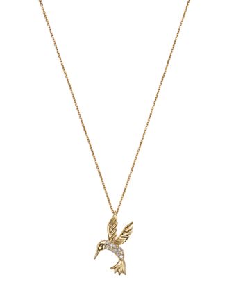 Bloomingdale's Diamond Hummingbird Pendant Necklace in 14K Yellow Gold ...