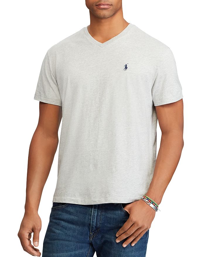 Shop Polo Ralph Lauren Classic Fit V-neck Tee In Heather Gray