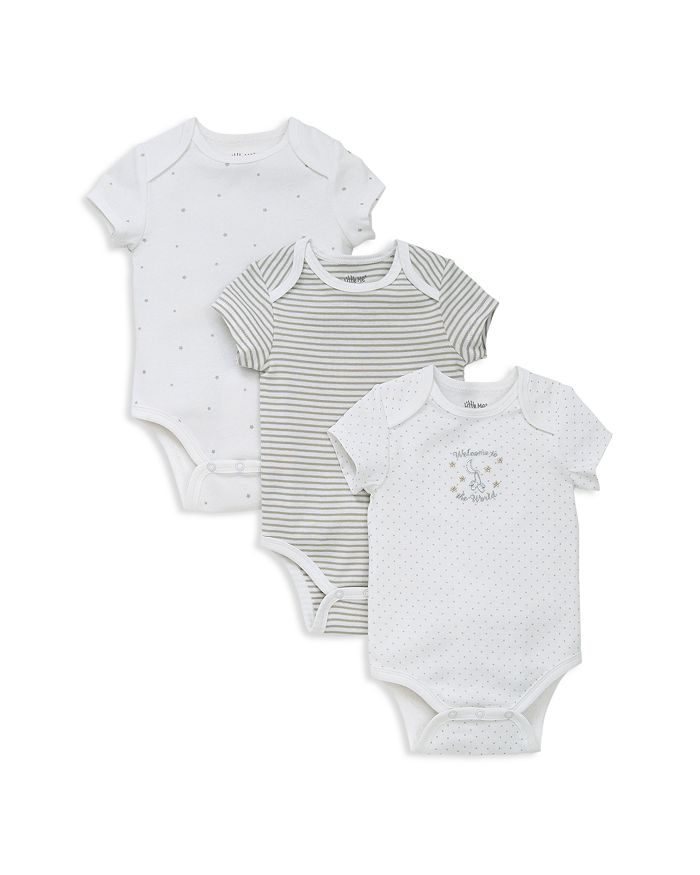 Little Me Boys' Welcome World Bodysuit, 3 Pack - Baby In White