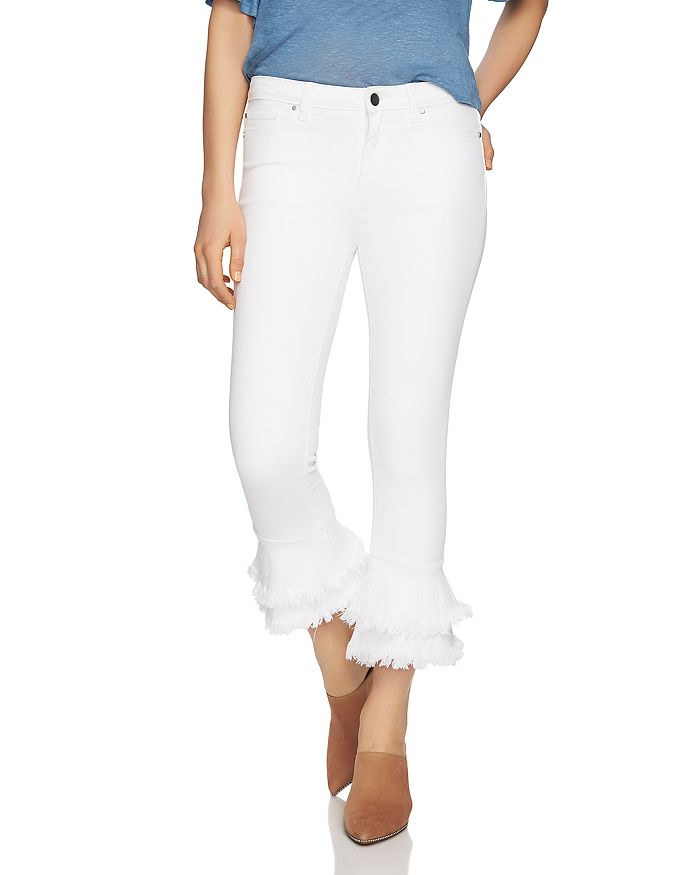 Ruffle Ankle Jeans in White Bloomingdale's