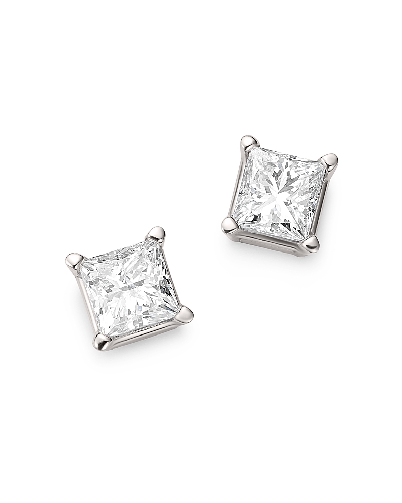 Bloomingdale's Diamond Princess-cut Studs In 14k White Gold, 1.0 Ct. T. W. - Exclusive In White