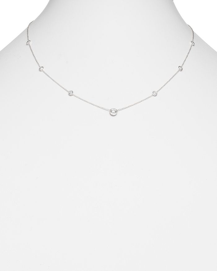 Shop Bloomingdale's Diamond Station Necklace In 18k White Gold, 1.0 Ct. T.w.