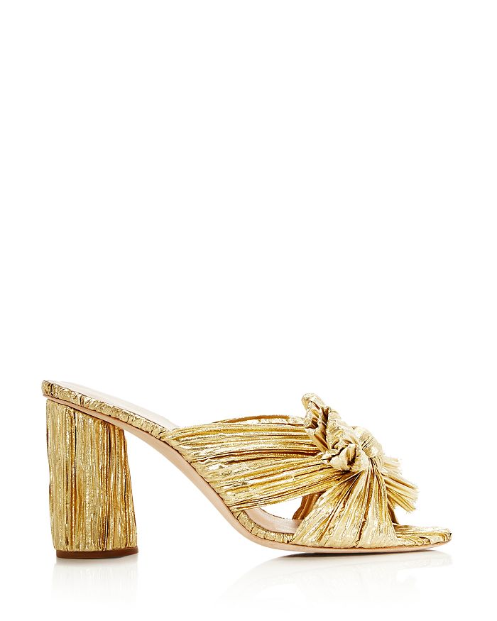 Shop Loeffler Randall Women's Penny Pleated High Heel Slide Sandals In Gold