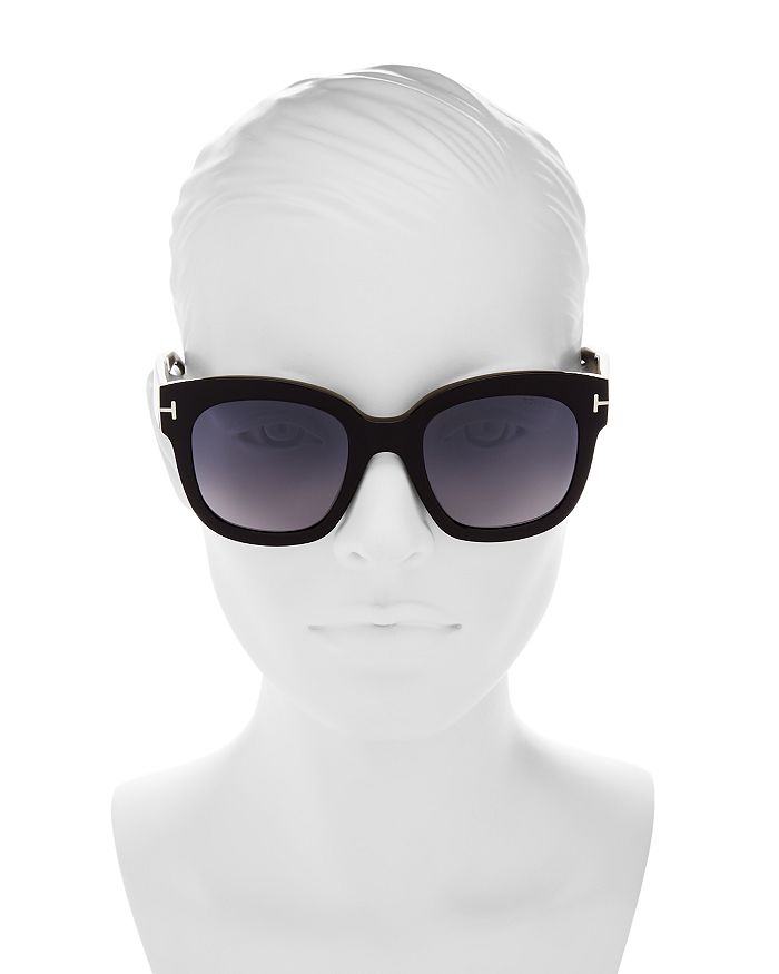 Shop Tom Ford Beatrix Mirrored Square Sunglasses, 52mm In Shiny Black/smoke