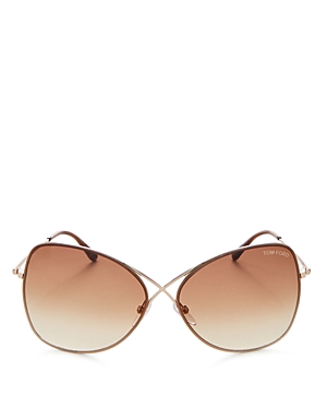 Shop Tom Ford Colette Round Sunglasses, 60mm In Gold/brown Gradient