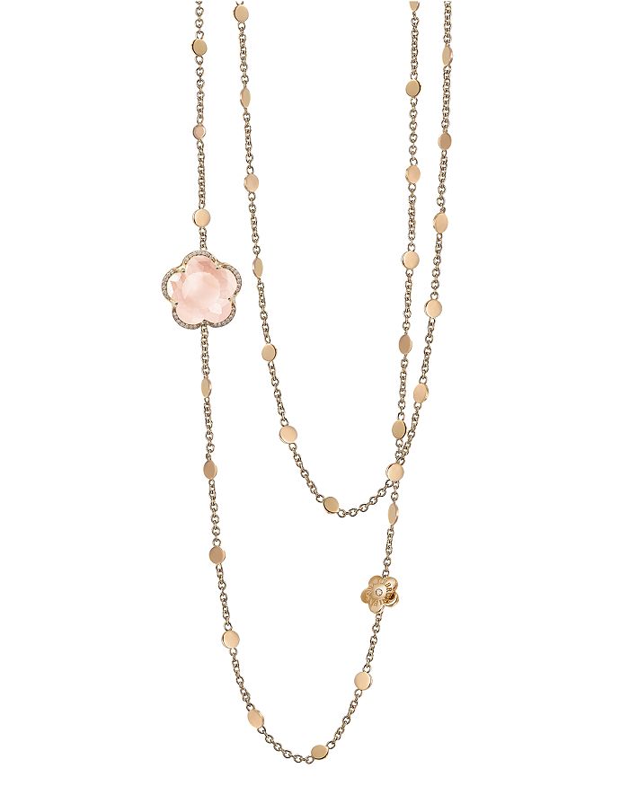 Pasquale Bruni 18k Rose Gold Bon Ton Floral Rose Quartz & Diamond Necklace, 40 In Pink/rose Gold