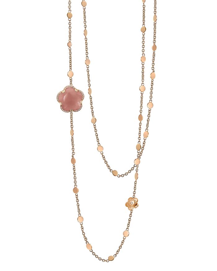 Pasquale Bruni 18k Rose Gold Bon Ton Floral Dark Pink Chalcendony & Diamond Necklace, 40 In Pink/rose Gold