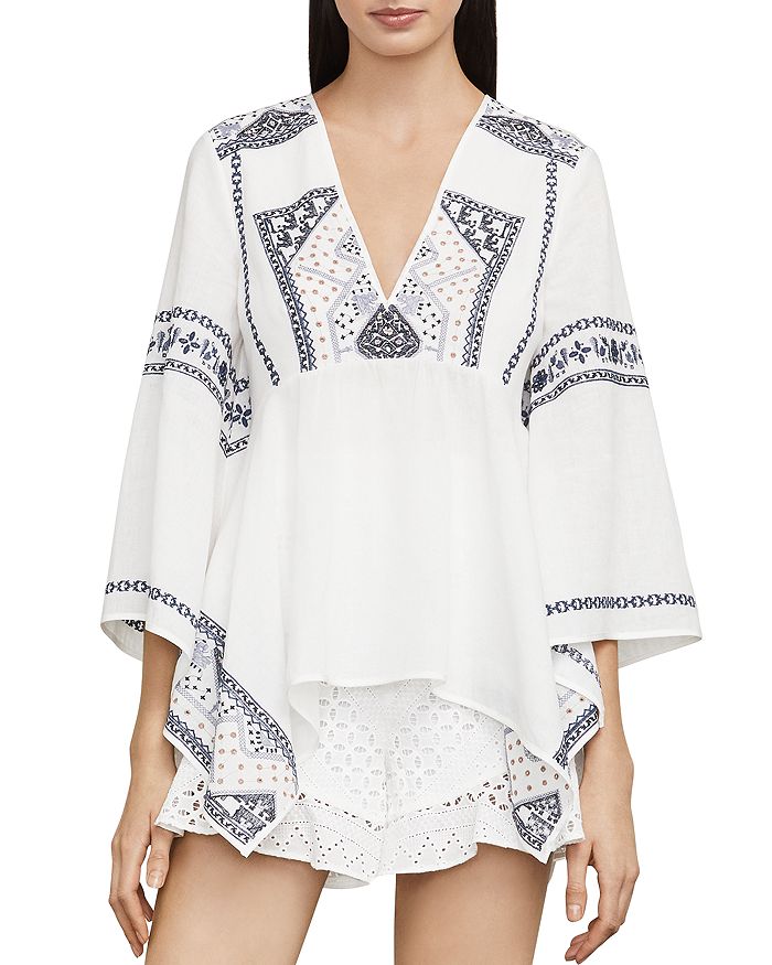 BCBGMAXAZRIA Embroidered Handkerchief Hem Top Bloomingdale s