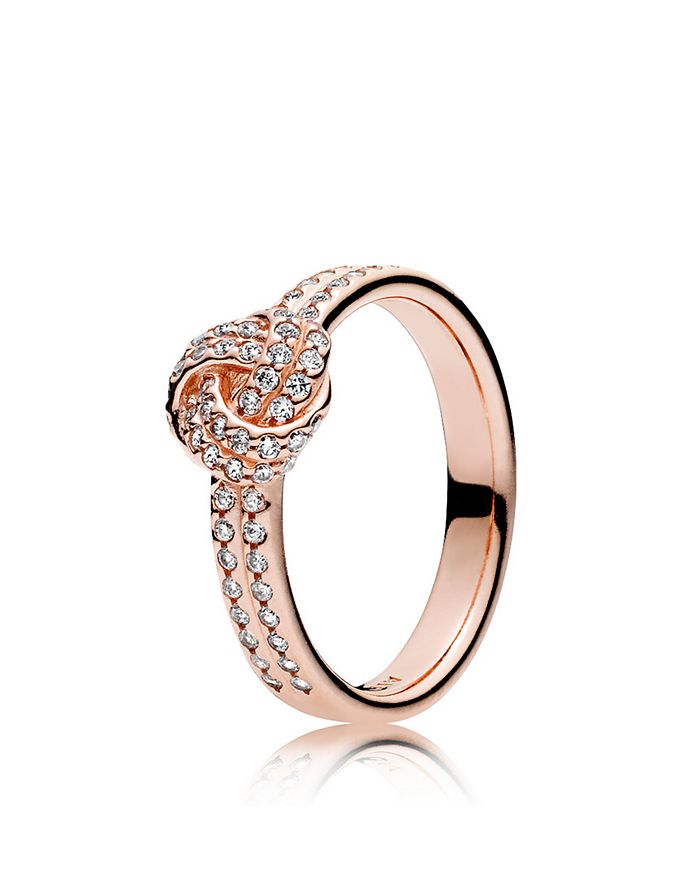 Pandora Rose & Cubic Zirconia Sparkling Love Knot Ring Bloomingdale's