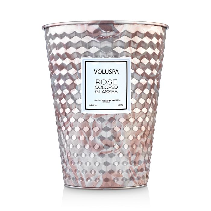 Voluspa Rose Colored Glasses Embossed Large Tin Candle