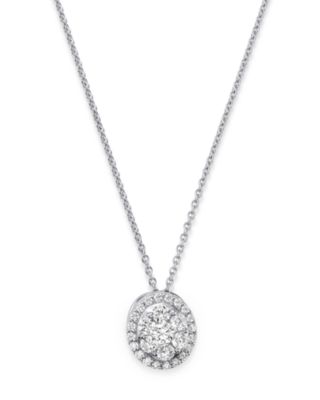 Bloomingdale's Fine Collection Diamond Oval Cluster Pendant Necklace in 14K White Gold, 0.75 ct. t. w. - Exclusive