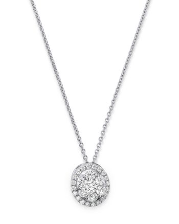 Bloomingdale's Diamond Oval Cluster Pendant Necklace in 14K White Gold ...