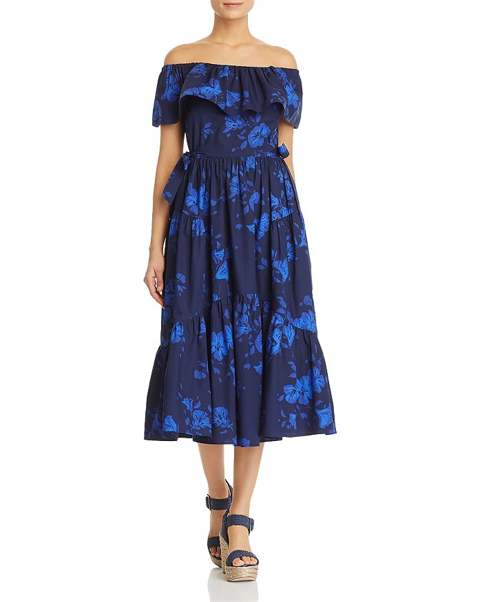 Kate spade hibiscus deals ruffle neck dress