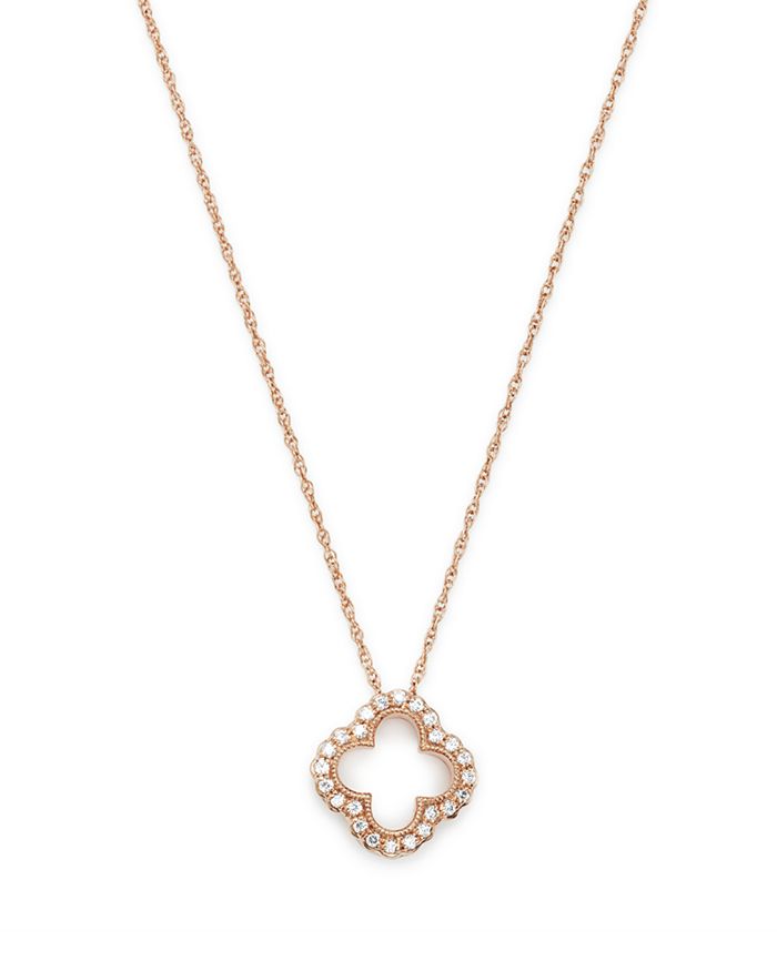 Diamond Clover Pendant Necklace in 14K Rose Gold, 0.10 ct. t.w. - 100%  Exclusive