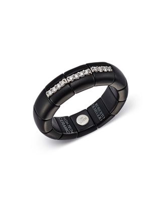 Roberto Demeglio - 18K White Gold & Matte Black Ceramic Ring with Diamonds