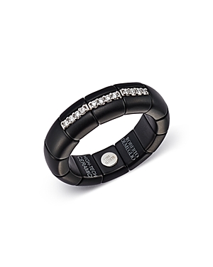 Roberto Demeglio 18K White Gold & Matte Black Ceramic Ring with Diamonds