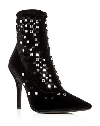 Giuseppe Zanotti Women's Crystal Studded Velvet Pointed Toe Booties ...