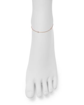 Diamond Bezel Ankle Bracelet in 14K Rose Gold, 0.20 tcw 