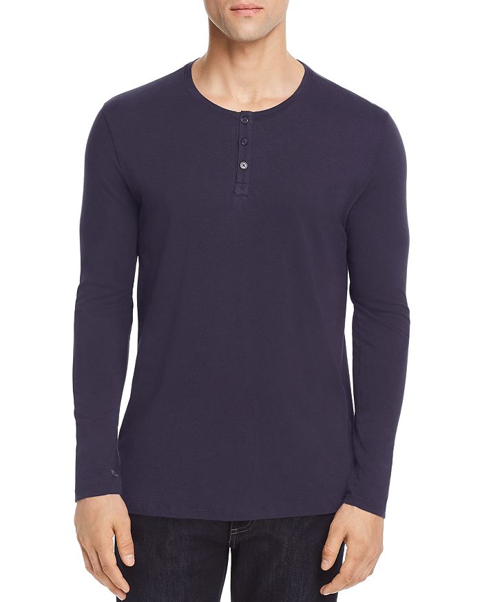 Shop Atm Anthony Thomas Melillo Long Sleeve Henley - 100% Exclusive In Midnight