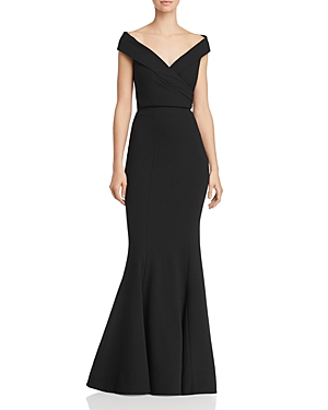 BARIANO JEWEL 2-PIECE OFF-THE-SHOULDER CREPE GOWN,B29D19