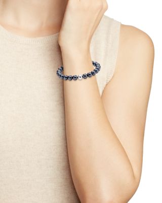 Sterling Silver & Stone Beaded Stretch Bracelet - Exclusive