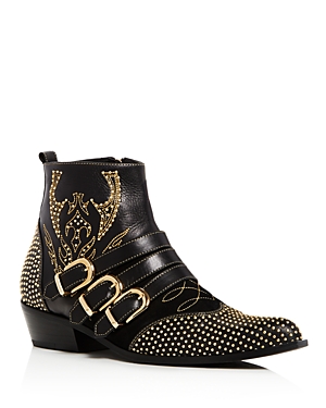 ANINE BING WOMEN'S PENNY STUDDED LEATHER ANKLE BOOTS,AB81-044-08