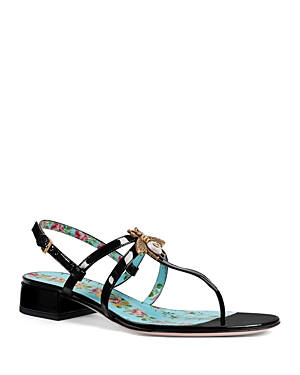 GUCCI Women's Patent Leather Bee Sandals,524624BNC00