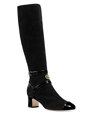 GUCCI WOMEN'S SUEDE MID HEEL TALL BOOTS,5246590PJ20