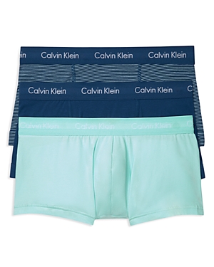 Calvin Klein Men's Cotton Stretch Low-rise Trunks 3-pack Nu2664 In Blue Multi