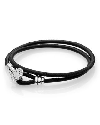 Pandora - Sterling Silver & Leather Black Wrap Bracelet