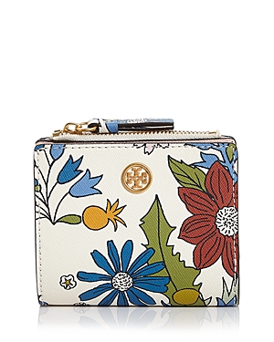 TORY BURCH ROBINSON MINI FLORAL LEATHER WALLET,49286