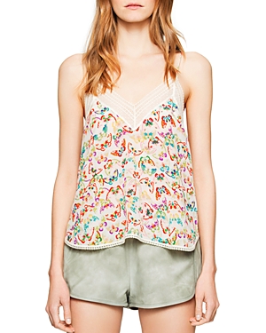 ZADIG & VOLTAIRE CHRISTY BUTTERFLY CAMISOLE TOP,SGCS0701F
