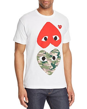 COMME DES GARÇONS PLAY CAMOUFLAGE & RED HEART-TO-HEART GRAPHIC TEE,AZ-T248-051