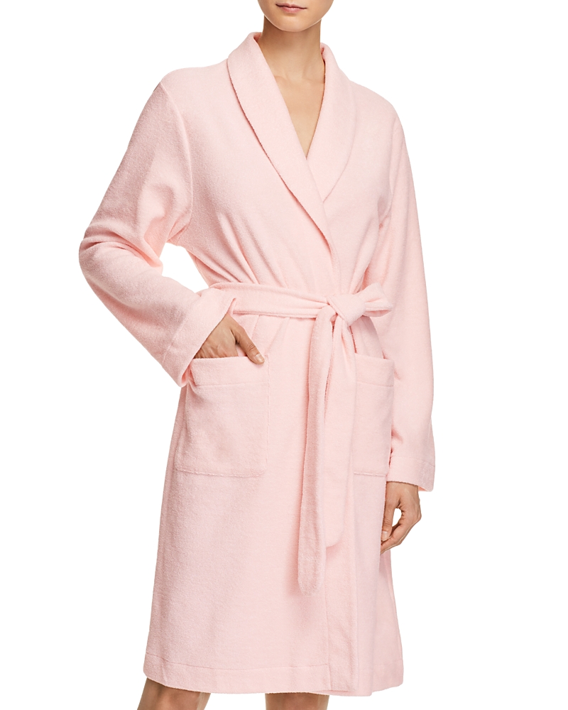 Hanro Plush Short Robe In Tender Rose