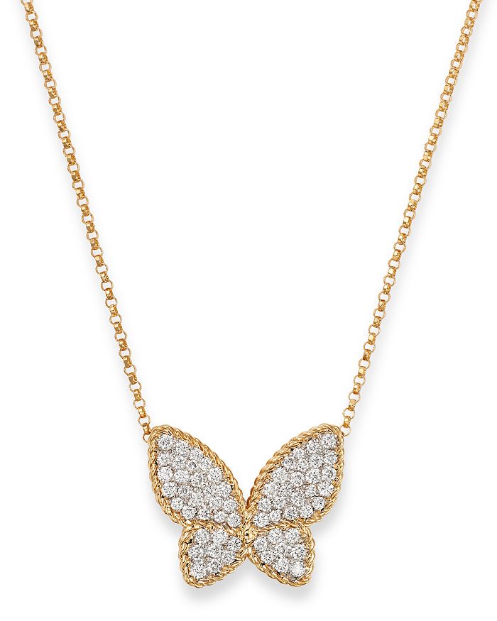 dressing gownRTO COIN 18K YELLOW GOLD DIAMOND BUTTERFLY PENDANT NECKLACE, 16,7771772AJ18X