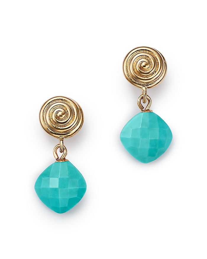 Bloomingdale's Turquoise Swirl Drop Earrings In 14k Yellow Gold - 100% Exclusive In Blue/gold