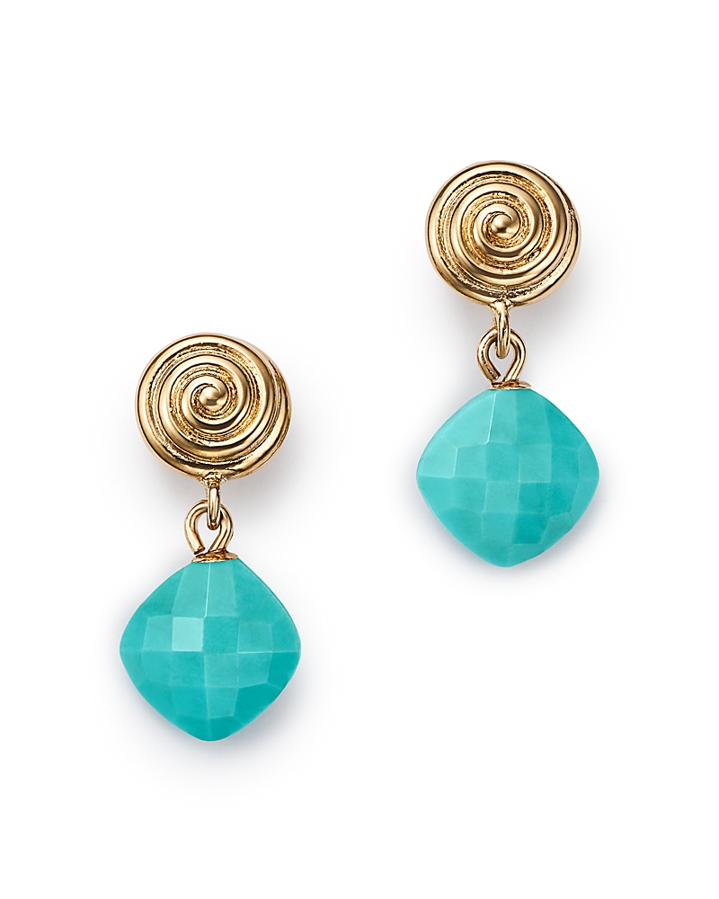 Bloomingdale's Turquoise Swirl Drop Earrings In 14k Yellow Gold - Exclusive In Blue/gold