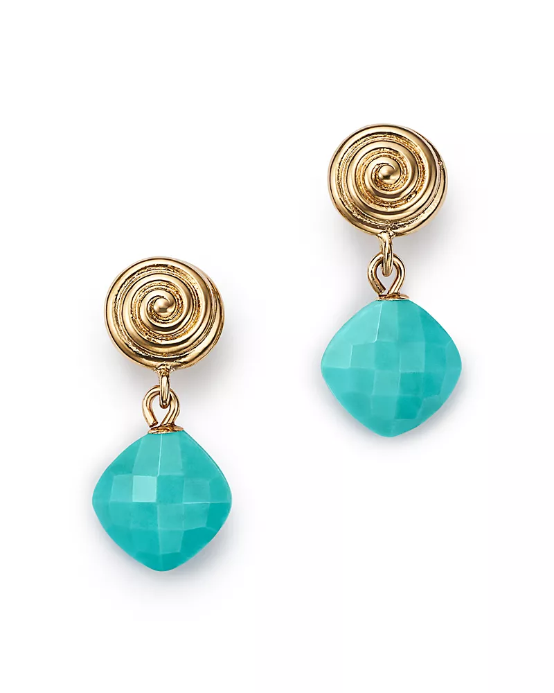 Bloomingdale's Fine Collection Turquoise Swirl Drop Earrings in 14K Yellow Gold