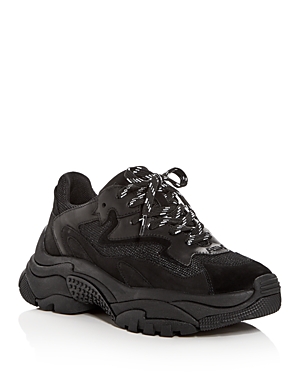 Ash Addict Leather & Mesh Sneakers In Black/black