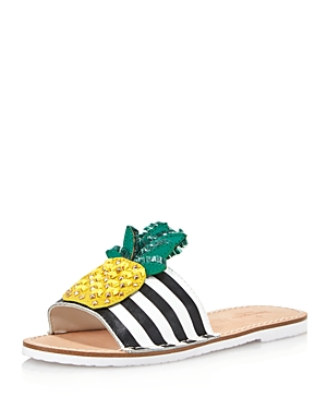 KATE SPADE KATE SPADE NEW YORK WOMEN'S ICARUS STUDDED LEATHER PINEAPPLE SLIDE SANDALS,S182309