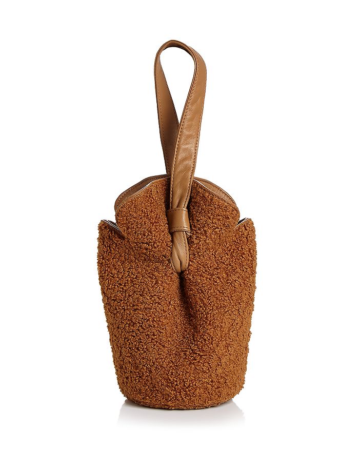 Elizabeth And James French Fry Teddy Small Bucket Bag In Camel